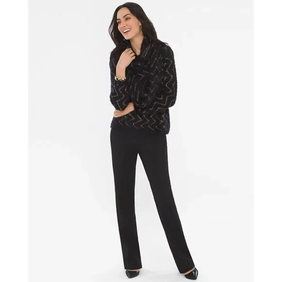 Chico's Zig-Zag Fuzzy Soft Jacquard Pullover Sweater NWT Size US LARGE - Picture 3 of 10